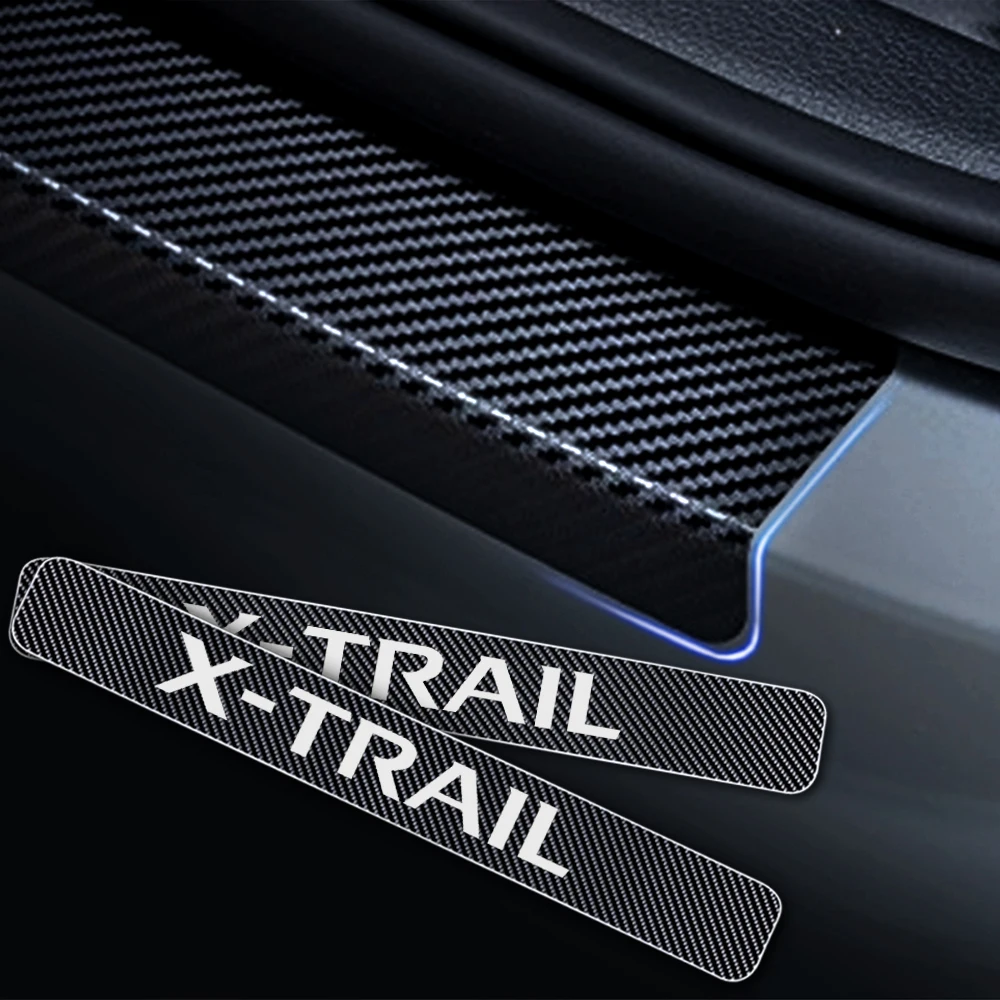 Для Nissan X-Trail XTrail виниловая наклейка из углеродного волокна, Накладка на порог для двери, накладка на дверь, наклейка для автомобиля, Стайлинг автомобиля, 4 шт