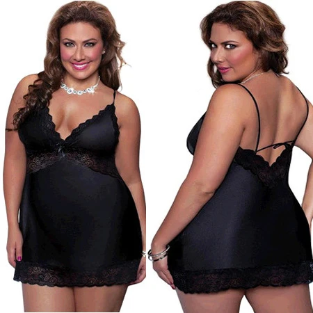 

Plus Size XL~4XL Women Sexy Lingerie Mesh Women's Half Slips Dress Sexy Lingerie Ladies Slip Lace Nightgown Black&Green AS257