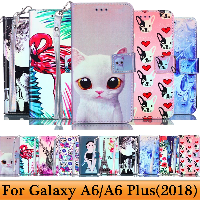 Чехлы для Samsung Galaxy A6 Plus чехол 2018 противоударный кожаный бумажник флип