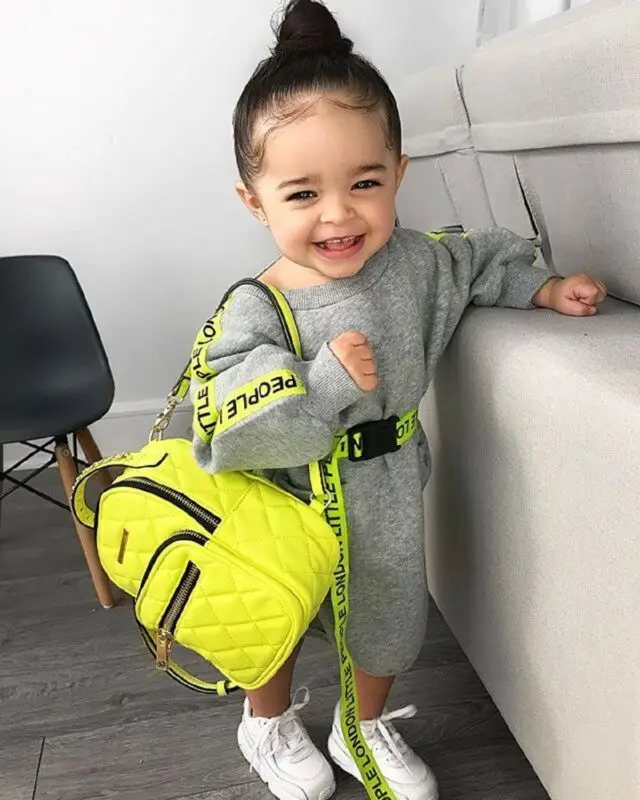 Коллекция 2019 года модная осенняя одежда для маленьких девочек Спортивное платье