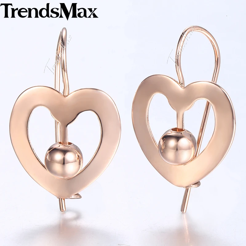 Trendsmax Вырезать сердце мяч серьги из бисера для Для женщин девочек 585 розовое