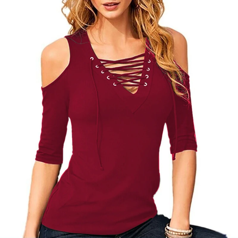 Женский облегающий топ с коротким рукавом и открытыми плечами Wonder однотонная