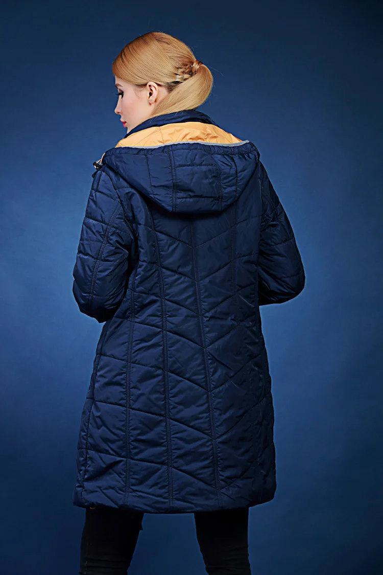 Европейская зимняя куртка женская однотонная свободная с капюшоном длинная