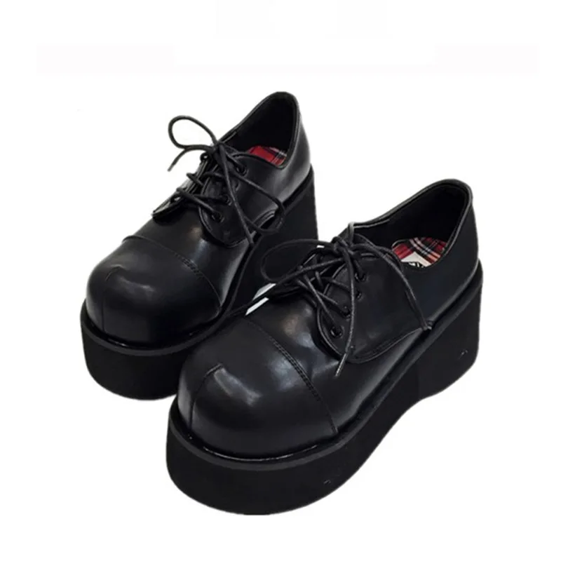 Женские ботинки в стиле панк винтажные туфли на платформе готическом шнуровке