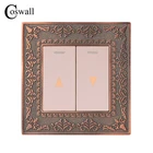 Переключатель для штор Coswall, настенный выключатель для электрического оборудования для подъема занавесок, металлическая панель из цинкового сплава в стиле ретро с тиснением 4D