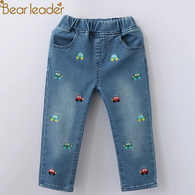 Bear Leader/джинсы для девочек; весенние брюки с принтом героев мультфильмов; Детские узкие леггинсы; голубые брюки-светильник; Fillette; От 2 до 6 лет