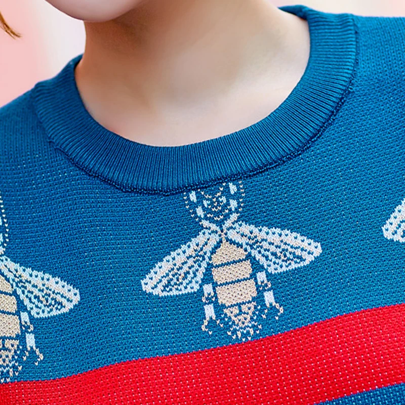 Мода насекомое пчелы одежда для женщин пуловер трикотажные топы и дна до колена