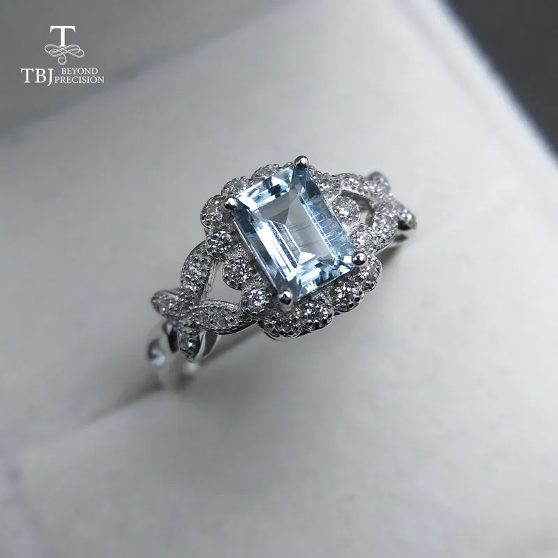 TBJ, аквамариновое кольцо, натуральный светильник среднего размера, 5*7 мм, драгоценный камень, серебро 925 пробы, хорошее ювелирное изделие для женщин, подарок на день рождения