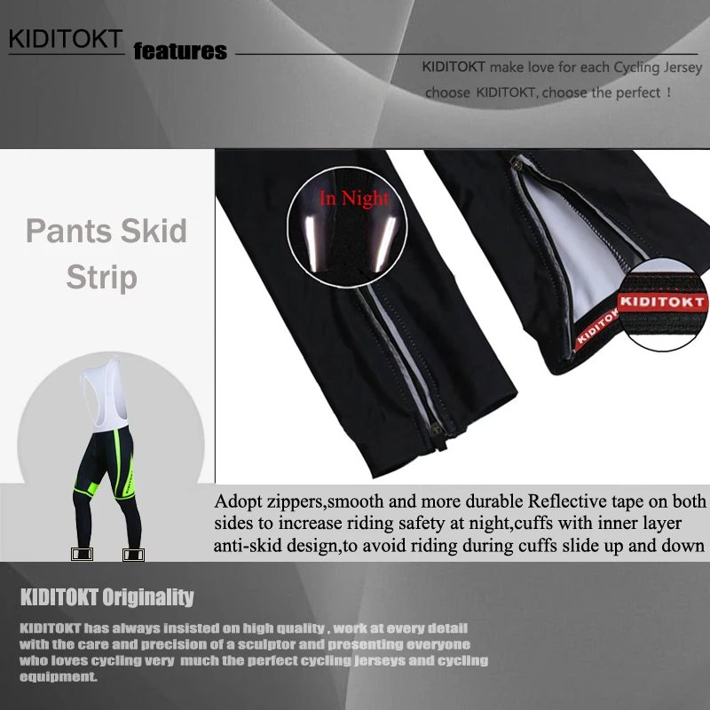 

KIDITOKT 2020 Winter Thermal Fleece Cycling Bib Pants With 3D Gel Padded Shockproof MTB Bike Cycling Bib Trousers For Men