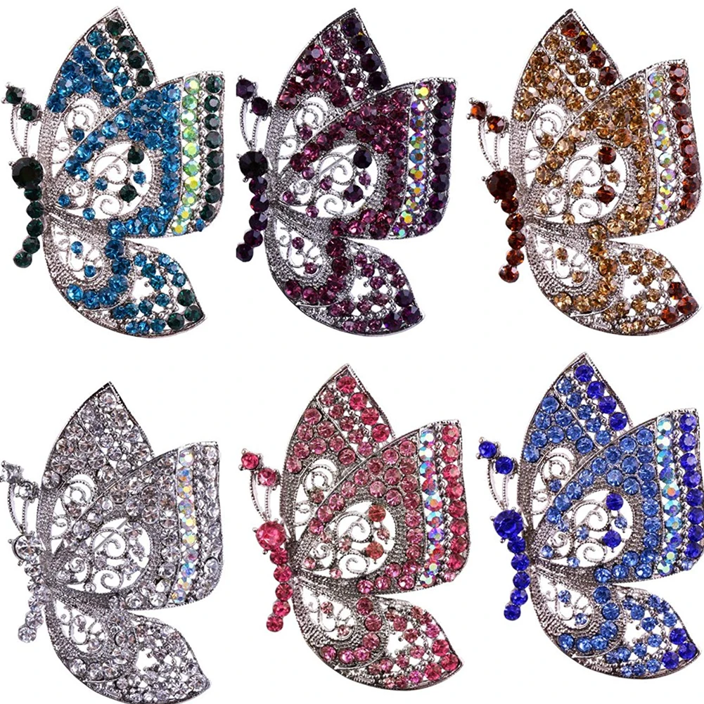 Брошь с бабочкой женские хрустальные и ювелирные украшения со стразами для