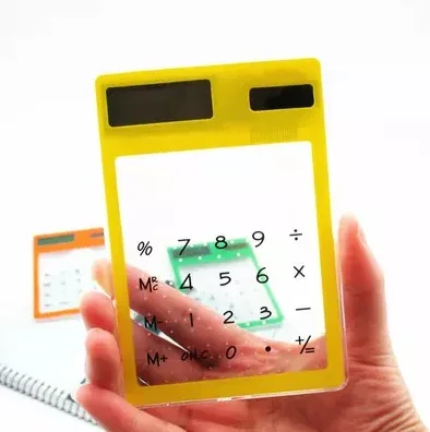 Мини Прозрачный калькулятор ПВХ Солнечный сенсорный экран офисный счетчик