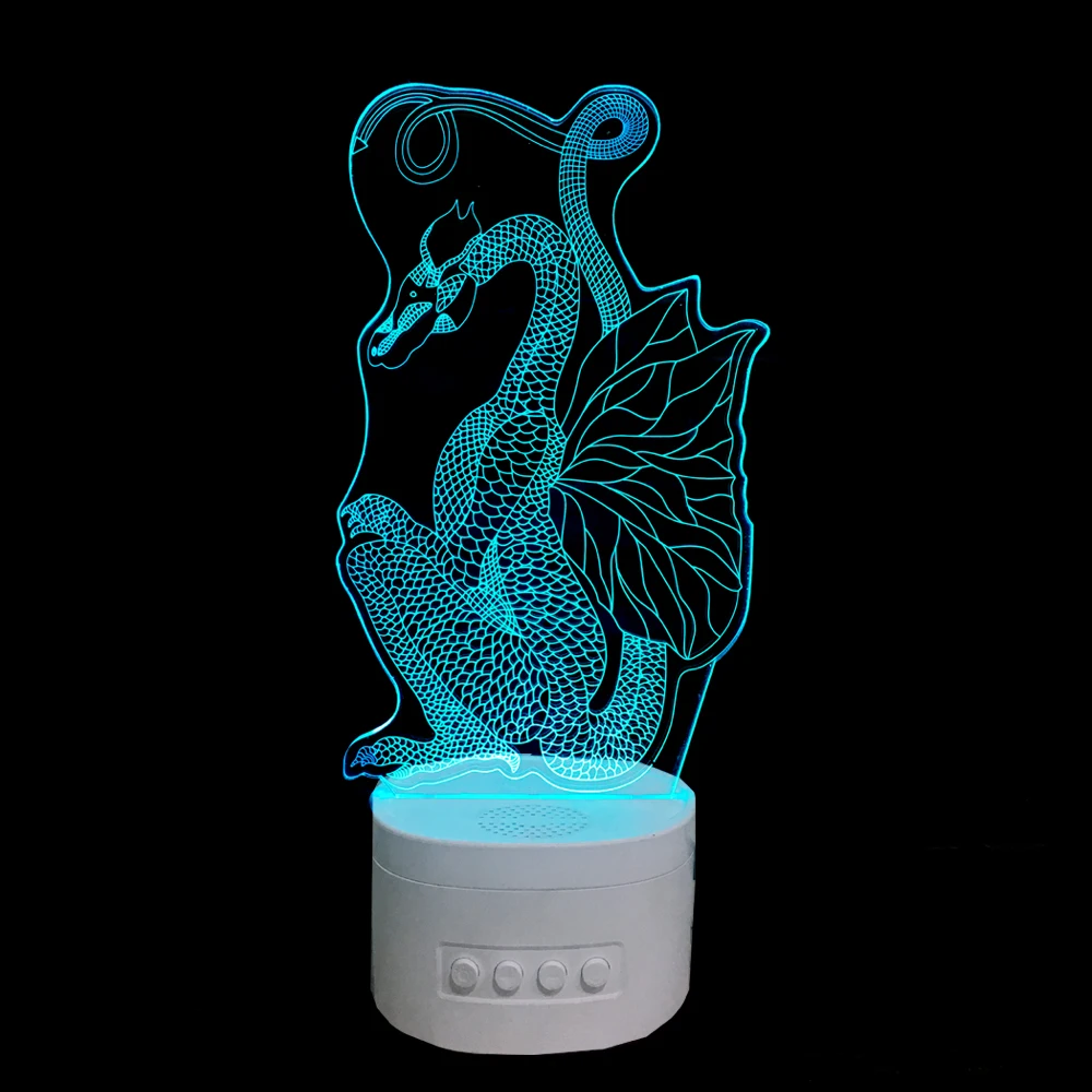 Ночник 3D с Bluetooth динамиком музыкой в форме гиппокампа настольная лампа животного