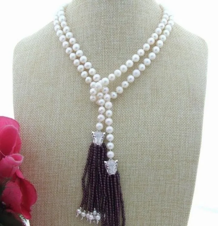Уникальное Новое модное красивое длинное ожерелье 45 &quotиз белого пресноводного
