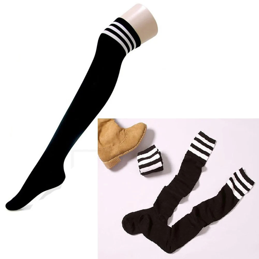 Женские милые гольфы для девочек в японском стиле полосатые длинные облегающие