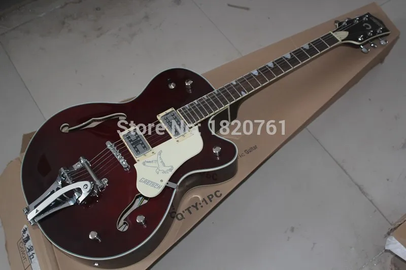 Бесплатная доставка Высокое качество трава Gretsch Сокол 6120 ДЖАЗ Полу Bigsby тремоло