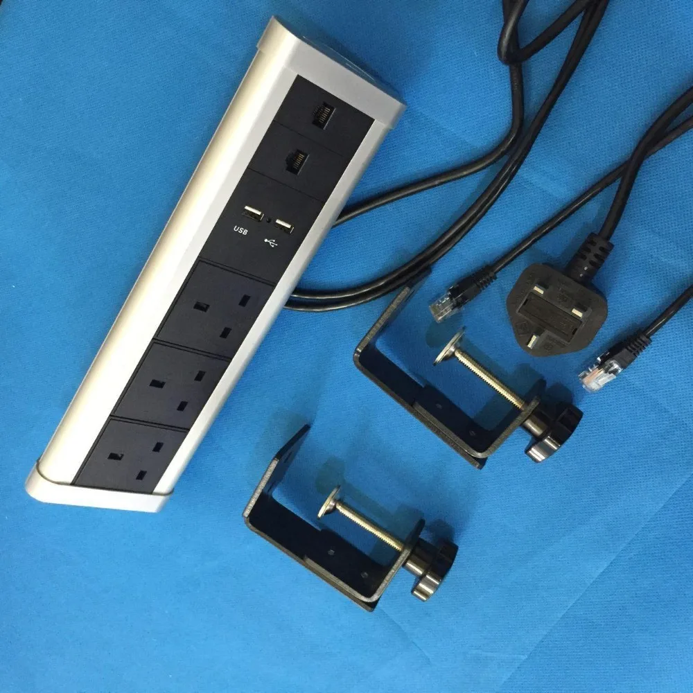 Зажим для штепсельной вилки на кромке стола принося стиль и гибкость