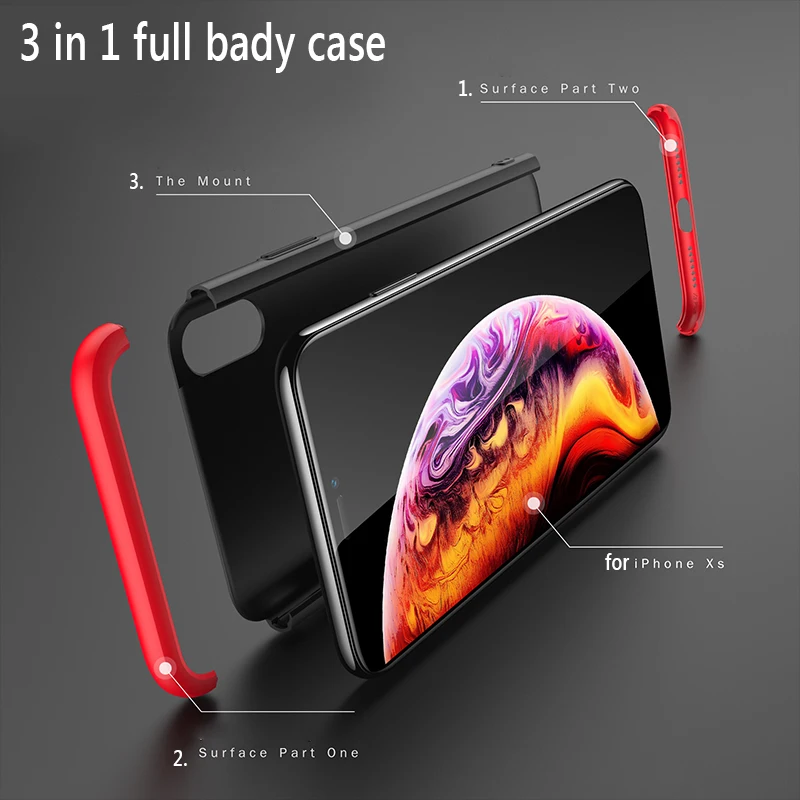 Fashion 3 in 1 Full Body Hard Hybrid Plastic Matte Phone Case For iPhone XS MAX XR X 7 8 6 6s Plus Protective Back Cover Coque |