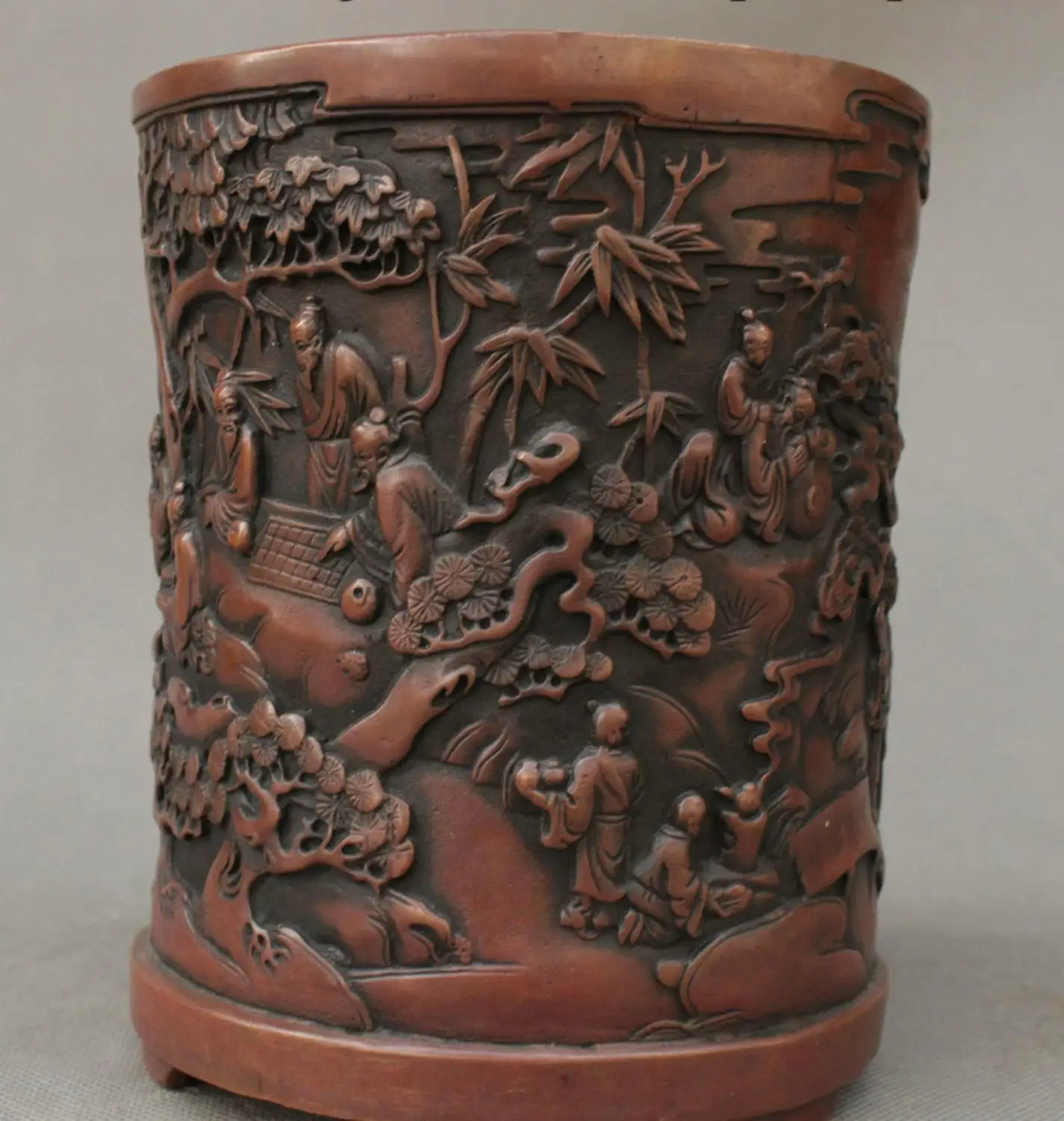 Old Chinese Ancient Dynasty Palace Pure Bronze People Pine Incense Burner Censer | Дом и сад