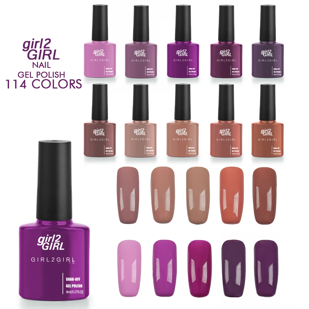 Girl2GIRL длинные самые последние модели био-Гели Soak Off Звездное гель УФ светодиодный Блестящий лак для ногтей маникюр 8 мл 114 Цвет супер блестящий гель лак для ногтей