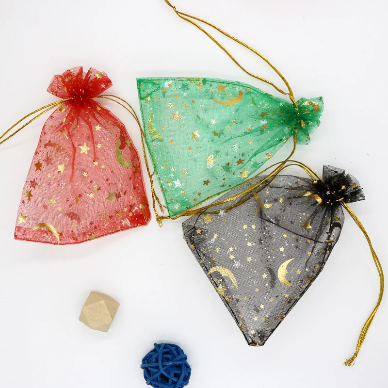 

100Pcs/Lot Small Organza Bags 7x9 9x12cm Party Favor Drawstring Pouches Christmas Gift Bag Candy Sweets Jewelry Packaging Bags
