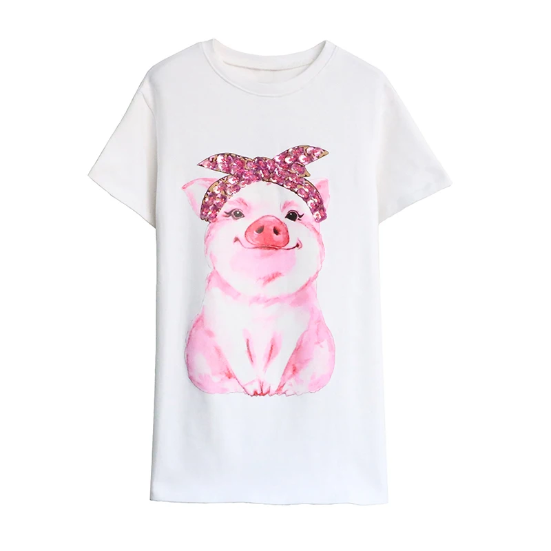 Женская уличная футболка с коротким рукавом 7 Mang белая и черная свободная принтом