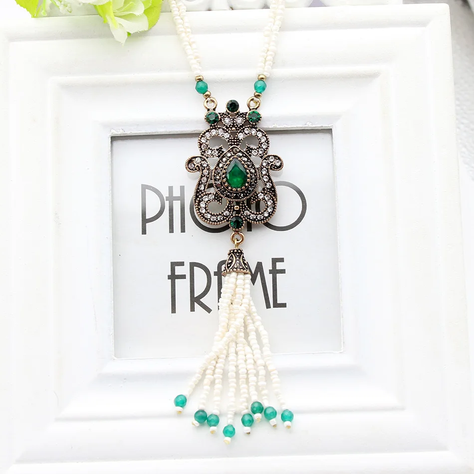 Модное ожерелье из бисера 70 см ажурная цепочка для свитера в турецком стиле