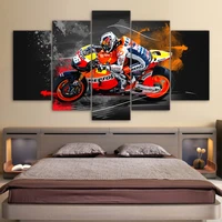 canvas painting home decorative 5 panel motorcycle racing hd print modular picture wall art prints panels poster for living room