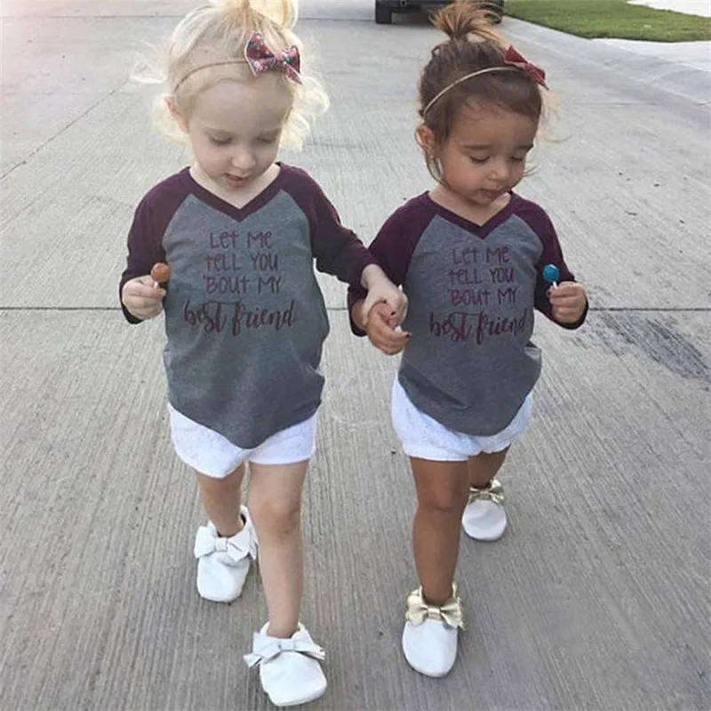 2018 новый модные летняя одежда для девочек Смешанный хлопок Дети Детские Письмо
