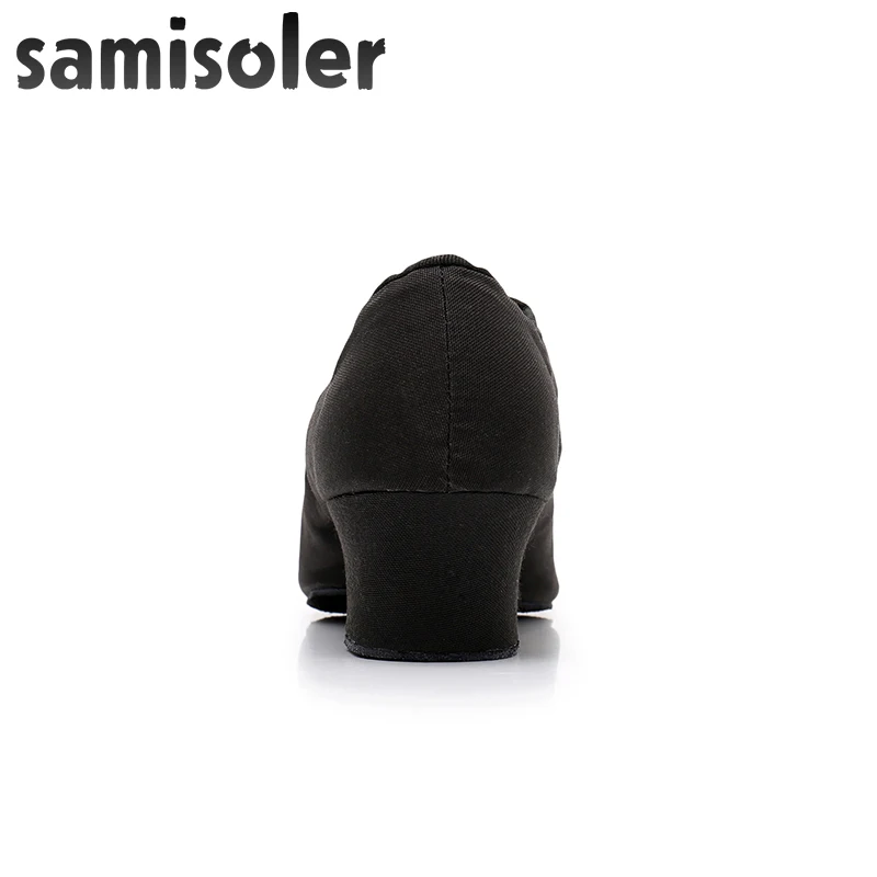 Samisoler Black W Men's Black leather ballroom dance shoes Flats Modern dance shoes Tango Party Wedding Square dance shoes