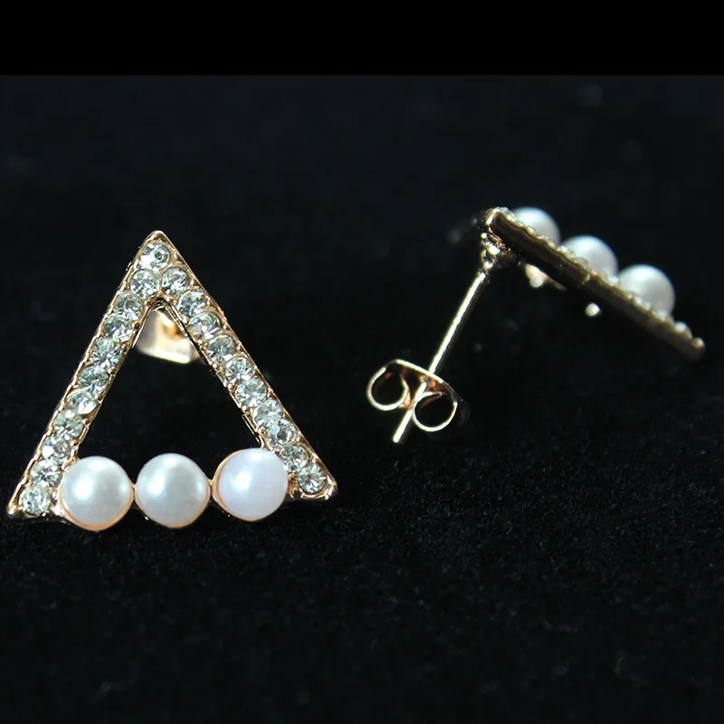 Женские Треугольные Серьги-гвоздики модные серьги с кристаллами злые глаза и