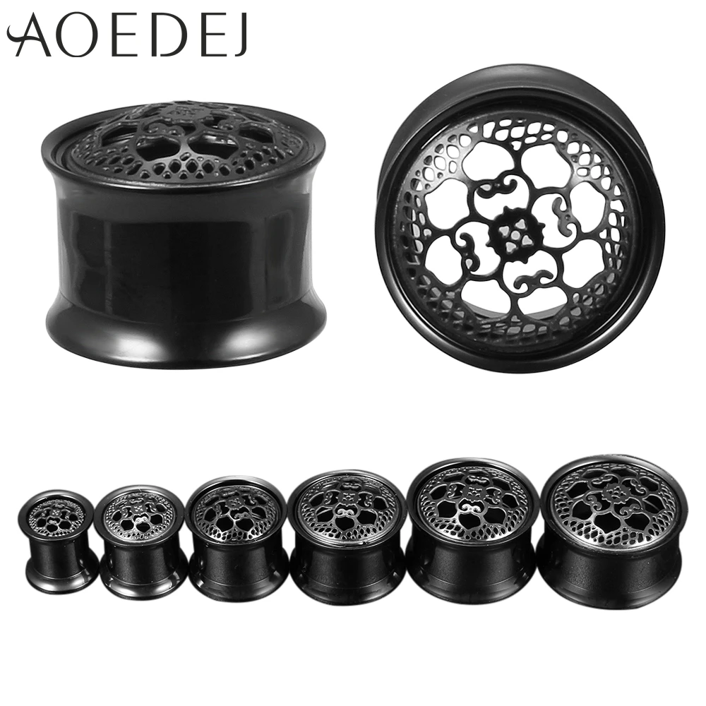 

AOEDEJ 1 Pair Stainless Steel Ear Tunnel Plug Flower Ear Expander Stretcher Piercing Flesh Tunnels Body Piercing Jewelry 8-18mm