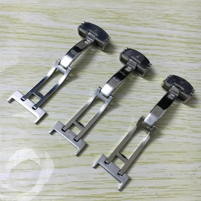 14mm 16mm 18mm 20mm 22mm Metal Watch Band Buckle Strap Silver Stainless Steel Single Side Folding Clasp Butterfly