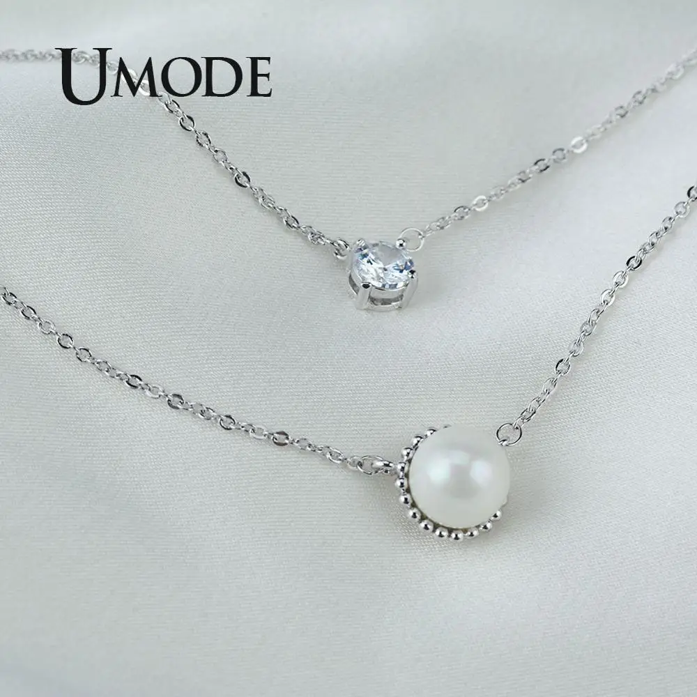 Круглые жемчужные ожерелья UMODE корейские многослойные ожерелья-цепочки для