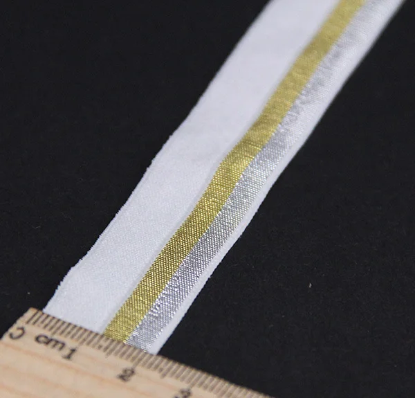 Эластичная стрейч-лента 20 мм белая серебристая золотистая лента отделочная