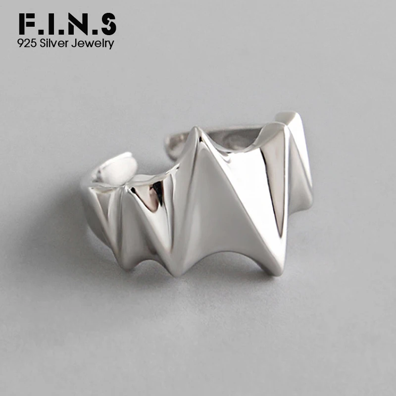 F.I.N.S 925 пробы серебряные кольца для женщин неправильной волны вогнутые вечерние