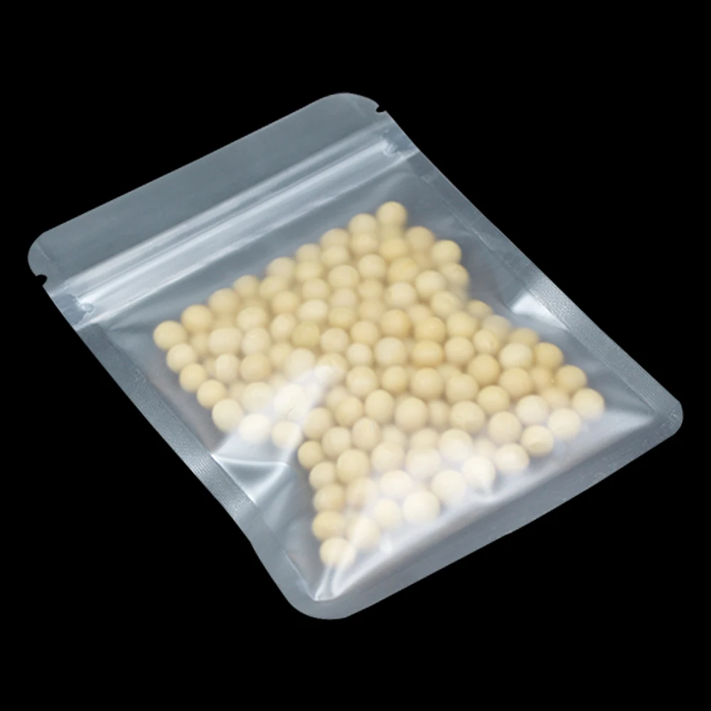 

100Pcs Matte Clear Plastic Zip Lock Packaging Bag Food Storage Zipper Packing Pouch Resealable Ziplock Bag for Nut Beans Pack