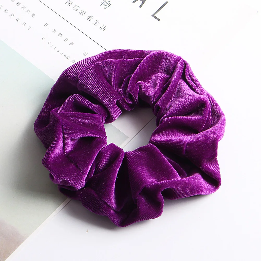 5 Мягкие бархатные резинки для волос, одноцветная веревка для волос, держатель для конского хвоста, женские эластичные резинки для волос, старинный головной убор, ярко-розовый, красный - Цвет: 5
