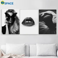 sexy girl lace lips butterfly wall art canvas painting nordic posters and prints black white wall pictures for living room decor