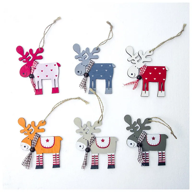 6 шт./компл. Деревянная Рождественская елка с изображением оленя и из мультфильма