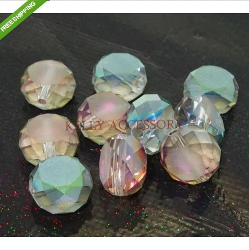 700pcs/lot Pink And Green 8mm Frosted Faceted Rondelle Curtains Crystal Glass Charm Beads In Bulk,Free Shipping