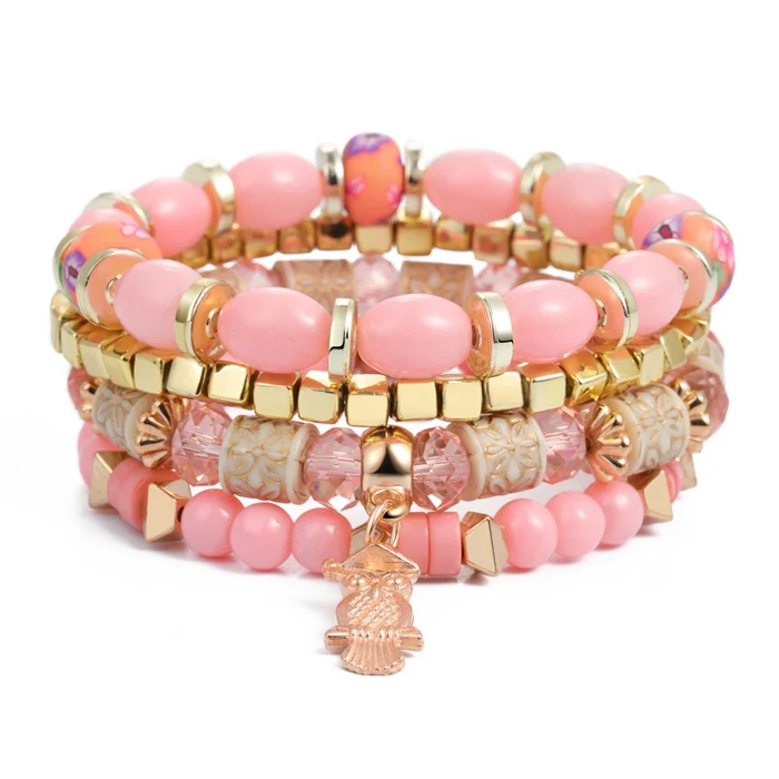 SL1287 4 шт Boho крылья сердце Подвеска Шарм DIY бусины браслеты Набор для женщин Лава браслет с камнями браслет браслеты удивительная цена - Окраска металла: SL1287