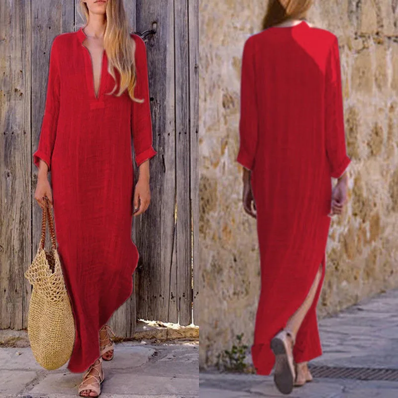 Vestidos 2018 модное осеннее платье с v-образным вырезом и рукавом три четверти женское
