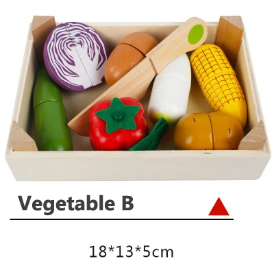 Vegetable B Детские кухонные игрушки, ролевые игры, деревянные игрушки для резки фруктов и овощей, Классические обучающие игрушки для мамы, сада, подарки - Цвет: Vegetable B