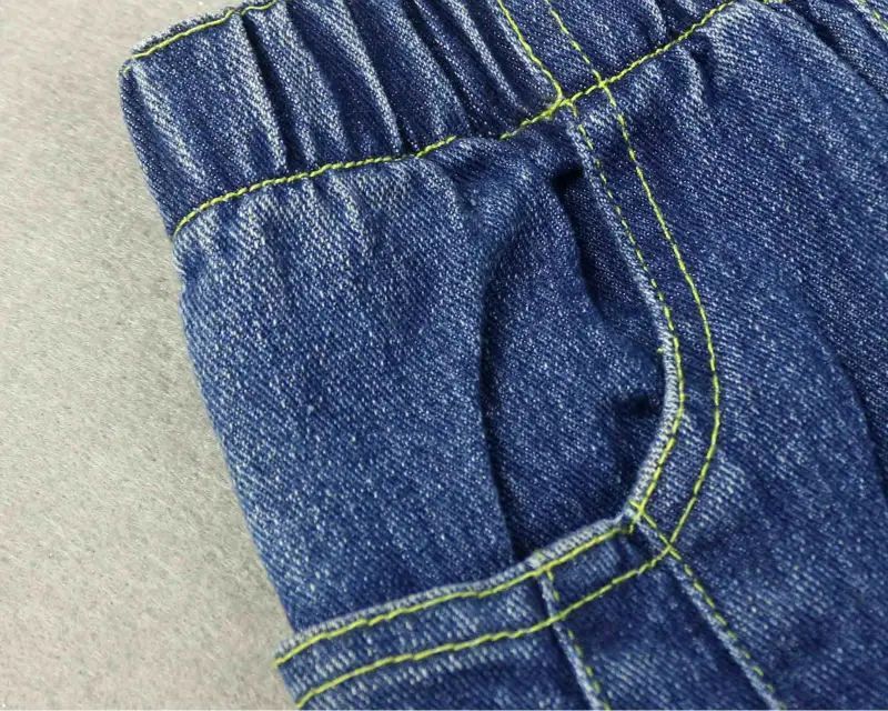 Мальчика Полная Длина сплошной синий цвет джинсы с карманом кнопка простой Стиль