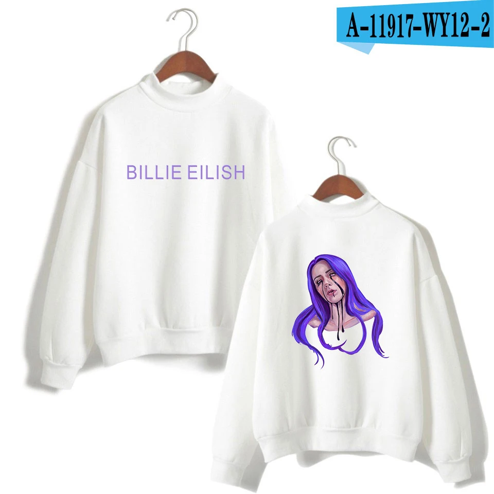 Billie Eilish водолазка толстовки Kpop Harajuku Женская одежда оверсайз хип-хоп Bangtan Одежда для мальчиков Новая мода - Цвет: white