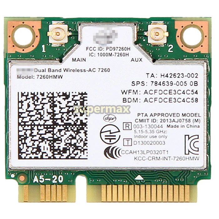 Двухдиапазонная беспроводная Wi-Fi карта для Intel AC7260 7260HMW ac Mini PCI-E 2 4G/5 ГГц Wlan Bluetooth 4 0 |