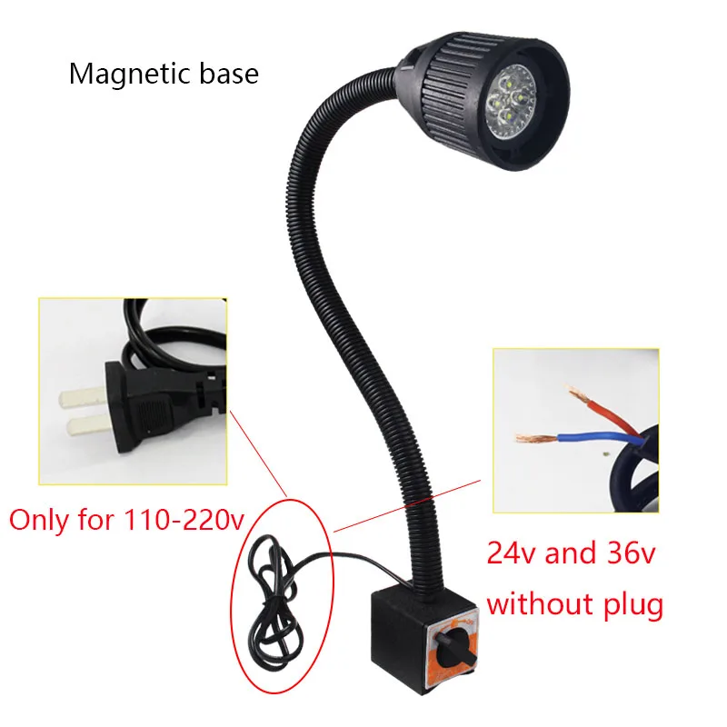 4W magnetic base Светодиодный светильник 3 Вт 4 Вт с магнитной основой, промышленный светодиодный светильник 5 Вт 24 В 220 В для токарного станка, гаражного фрезерного станка с ЧПУ, светильник ing - Цвет: 4W magnetic base