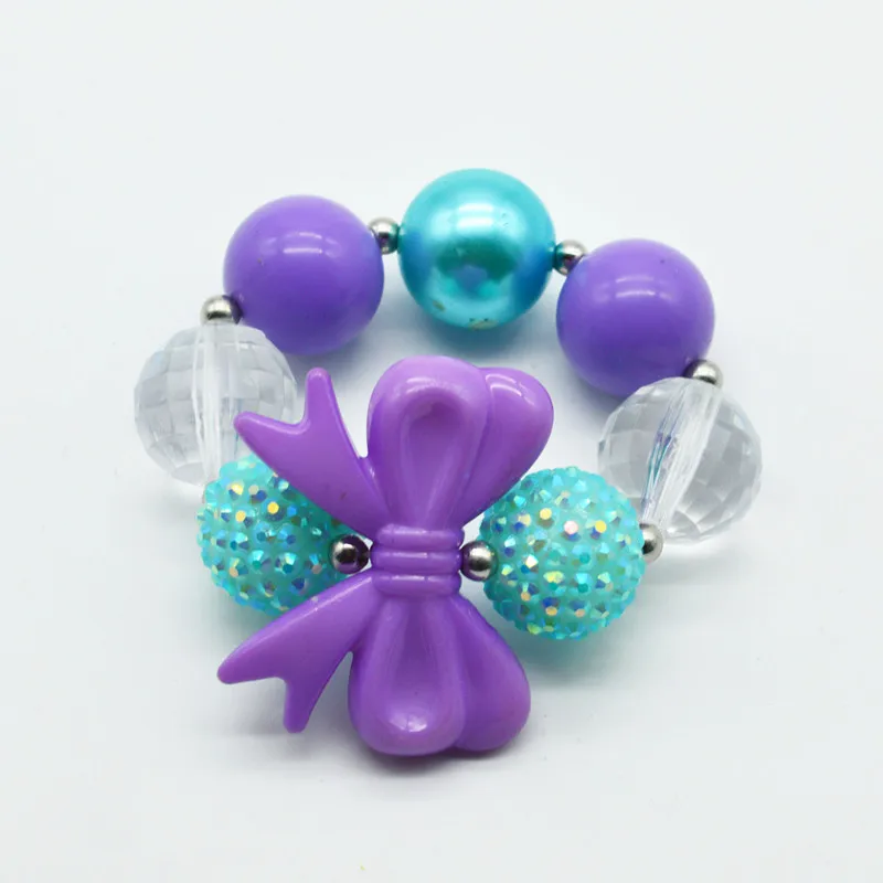 

wholesale 5PCS Kid Girls Bracelet Jewelry New Fashion Child Chunky Bracelet For Purple Bow