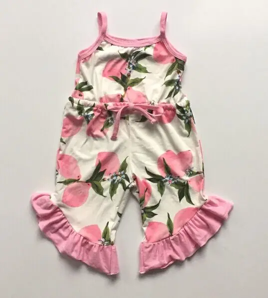 pink lemon Летний хлопковый комбинезон без рукавов для маленьких девочек в полоску с лимонами, 4 июля, с рюшами, бутик, одежда-пачка цельнокроеный комбинезон - Цвет: pink lemon