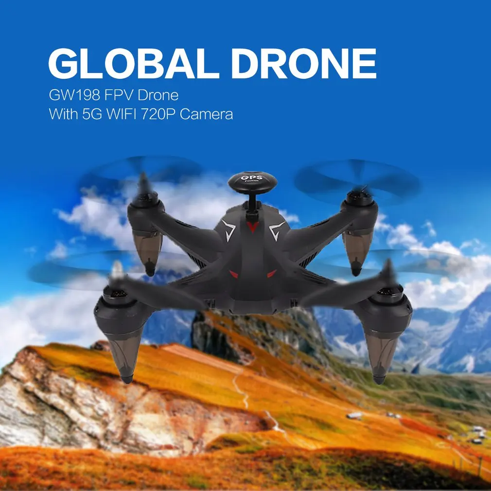 Глобальный Дрон GW198 2 4G gps позиционирование 5G Wi Fi 720 P широкоугольный FPV RC